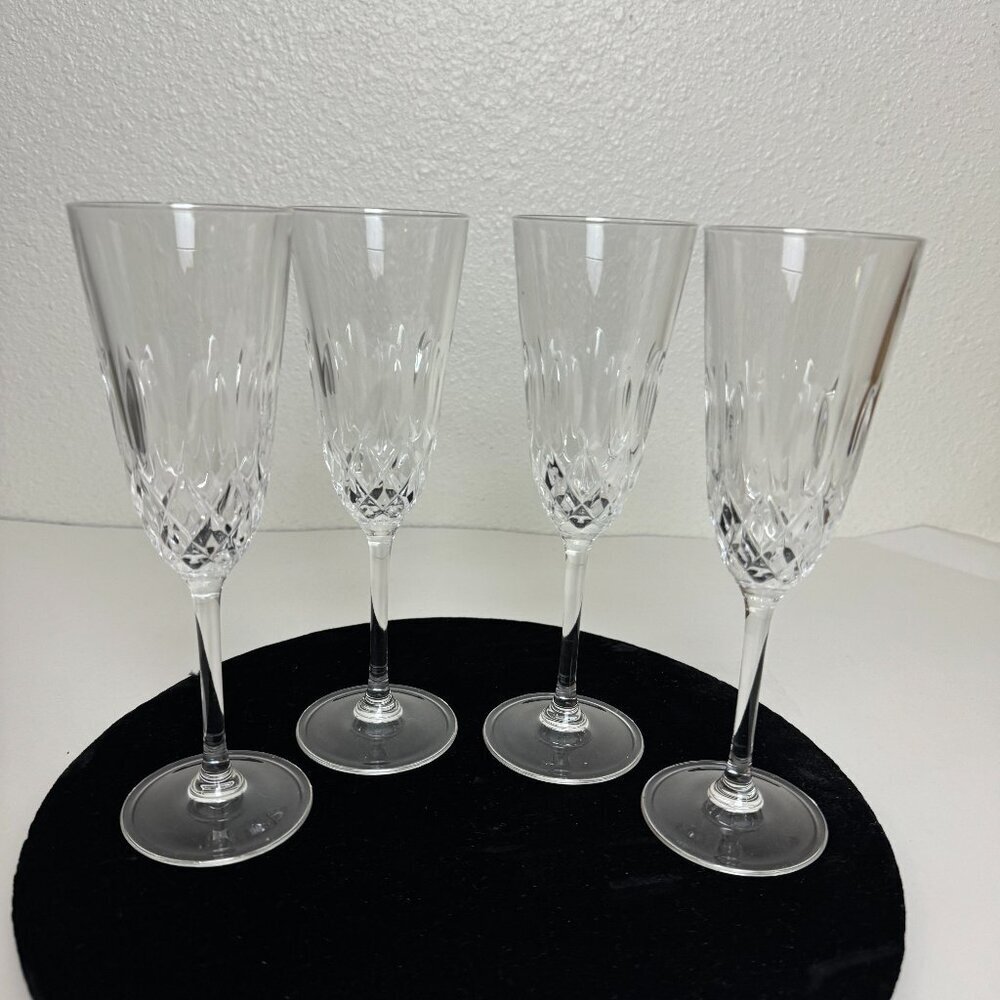 4 cut crystal champagne Glasses On A Stem 8”